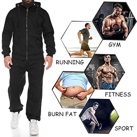 Image of COOFANDY Academy Warm Up Tracksuit Long Sleeve Zipper Drawstring Casual Jacket Sweatsuit Set for Men Black, 4XL