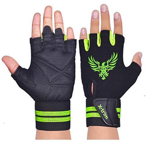 Image of Xtrim Macho Unisex Leather Workout Gloves (Black,Medium)