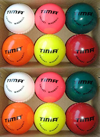 Image of Tima Set of 12 Pcs Cricket Wind Balls Hard Practice Beach Indoor Outdoor Windball (Multicolor)