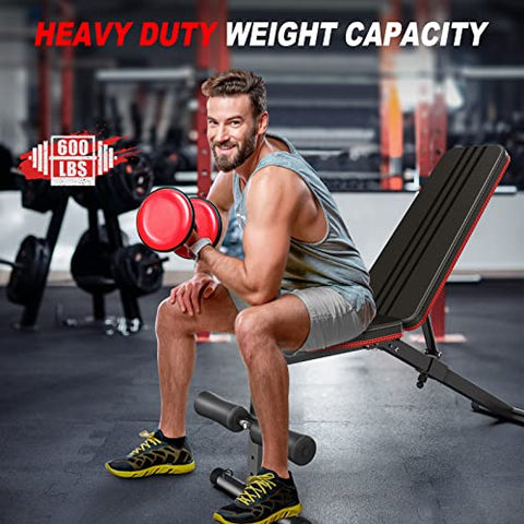 Image of naspaluro Weight Bench Adjustable, Full Body Exercise Folding Fitness Workout Bench with 7 Positions, Exercise Bench for Weight Lifting & Sit Up Abdominal Supine Board Flat Home Gym