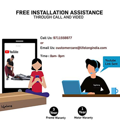 Image of Lifelong Fit Pro 2 HP Peak Motorized Treadmill for Home, 12Km/Hr Speed, Max User Weight 100Kg, LCD display and Heart Rate Sensor For Home Workouts| Home Gym (Free Installation Assistance)