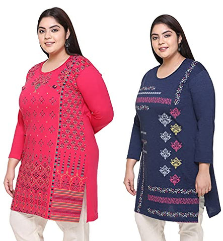 Image of In Love Women's Printed Tshirts(Queen Pink : : Heather Blue,5XL,Pack of 2)