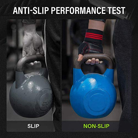 Image of X TRIM Macho Unisex Professional Weightlifting Gym Gloves with Wrist Wrap for Palm and Wrist Protection (Leather Grip, Black & Red)