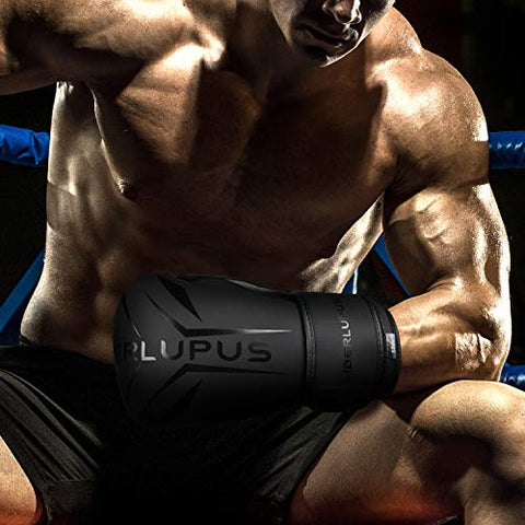 Image of Liberlupus Cool Style Boxing Gloves for Men & Women, Boxing Training Gloves, Kickboxing Gloves, Sparring Gloves, Heavy Bag Gloves for Boxing, Kickboxing, Muay Thai, MMA (Black, 10 oz)