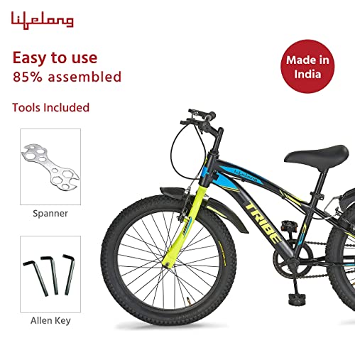 Lifelong LLBC2001 Tribe 20T Cycle (Yellow and Black) I Ideal for: Kids (5-8 Years) I Frame Size: 12" | Ideal Height : 3 ft 10 inch+ I Unisex Cycle| 85% Assembled (Easy self-Assembly)