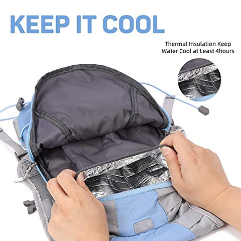 Image of KUYOU Hydration Pack for Kids Water Backpack with Hydration Bladder (Blue)