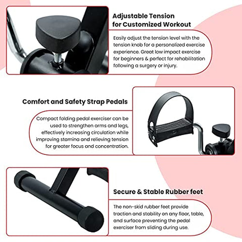 Image of Sparnod Fitness SMB-200 Cycle Pedal Exerciser with Adjustable Resistance - Suitable for Light Exercise of Legs, Arms, and Physiotherapy at Home