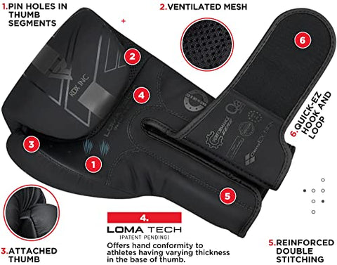 Image of RDX Boxing Gloves Sparring and Muay Thai Maya Hide Leather, Kara Patent Pending Training Mitt for Kickboxing, Punching Bag, Focus Pads, MMA, Thai Pad, Double End Ball Punching Fight Gloves