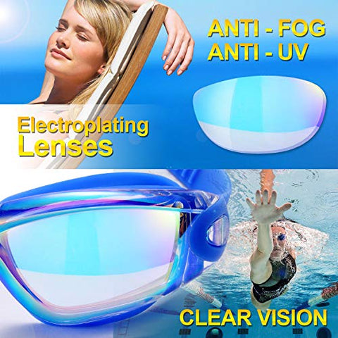 Image of Yizerel Swim Goggles, 2 Pack Swimming Goggles for Adult Men Women Youth Kids Child, No Leaking Anti Fog UV 400 Protection Waterproof 180 Degree Clear Vision Triathlon Pool Goggles