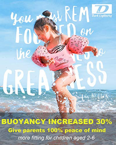 Image of Dark Lightning Kids Pool Floats for 2-6, Swim Vest with Water Wings for 30-50 Pounds Boys and Girls, Best Toddlers Life Jacket Floatation in Puddle/Beach, Be A Jumper