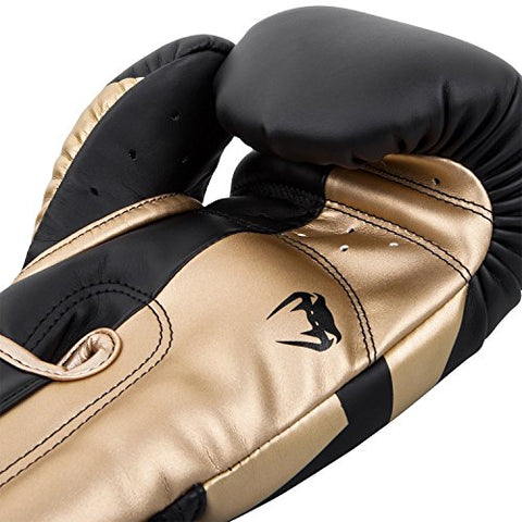 Image of Venum Elite Boxing Gloves - Black/Gold - 12oz