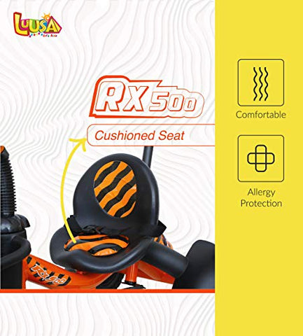 Image of Luusa RX-500 Plug N Play Kids/Baby Tricycle With Parental Control, Cushion Seat And Seat Belt For 12 Months To 48 Months Boys/Girls/Carrying Capacity Upto 30kgs (Orange)