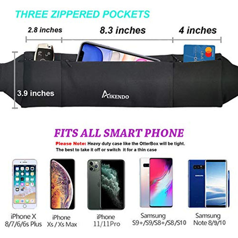 Image of Slim Running Belt Fanny Pack Phone Holder,Fitness Workout Waist Pouch Bag for Exercise Gym Walking,Travel Money Jogging Pocket Belt Runners Gift Accessories Gear for iPhone 11 8 7 Plus XS XR (Black)