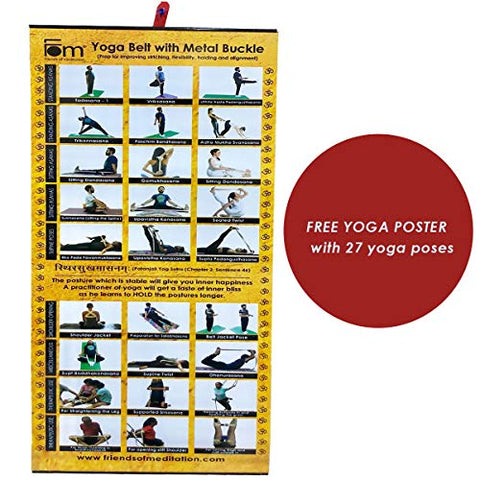 Image of Fom (Friends Of Meditation) Yoga Belt (8Ftx1.5€): Best For Daily Stretching, Yoga, Pilates, Physical Therapy, Fitness - Cotton, Maroon