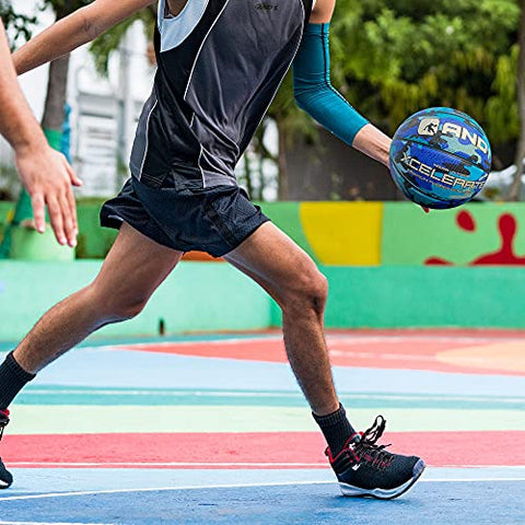 Image of AND1 Xcelerate Rubber Basketball (Pump Included): Official Regulation Size 7 (29.5”) Streetball, Made for Indoor/Outdoor Basketball Games