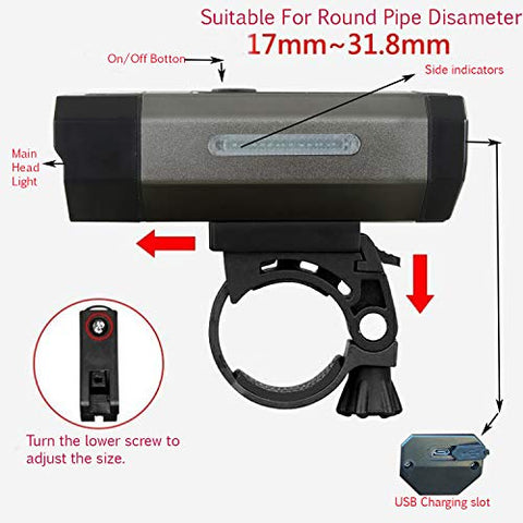 Image of SHIVEXIM Waterproof Rechargeable USB Charging Cycle Front LED Light Headlight (Grey)