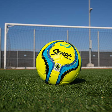 Image of Senda Amador Training Soccer Ball, Fair Trade Certified, Yellow/Light Blue, Size 4 (Ages 8-12)