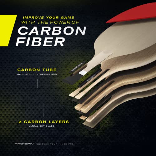 PRO SPIN Elite Series Pro Carbon Ping Pong Paddle | Performance-Level Table Tennis Racket with Carbon Fiber Technology, Bonus Premium Rubber Protector | Professional Table Tennis Paddle