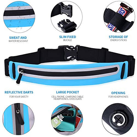 Image of Filoto Running Belt Accessories for iPhone X 6 7 8 Plus, USA Patented Hands-Free Reflective Waist Pack Runner Pouch, No-Bounce Adjustable Fitness Workout Fanny Pack Phone Holder for Women & Men