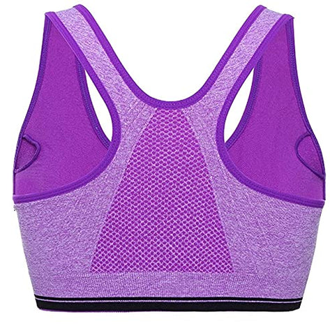 Image of XMXM Girl Sports Inner Wear for Women Encapsulation Zip Bra (Fits Best- 30 to 34B) Purple
