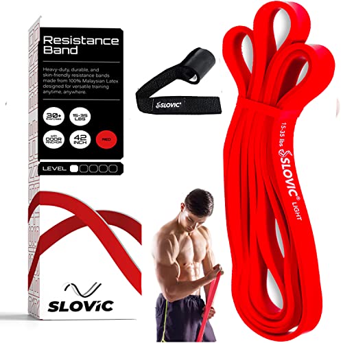 SLOVIC Fitness Resistance Band - 42-inch Loop with Door Anchors | Pull up Training Bands for Calisthenics | with Workout Guide | 3 Years Warranty