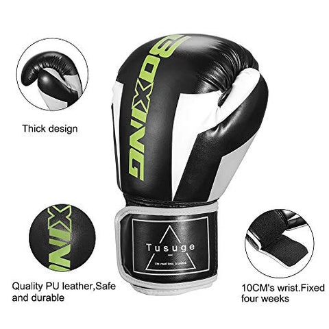 Image of Tusingger Training Boxing Gloves Men & Women,Cool Style Boxing Gloves,Kickboxing Gloves,Muay Thai,Sparring Gloves,Heavy Bag Gloves for Boxing (Black, 10oz)