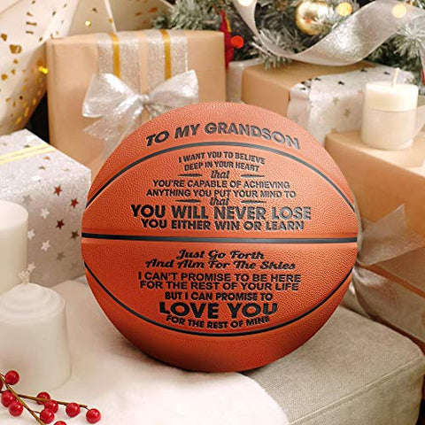 Image of GadgetsTalk Engraved Basketball Gift - You Will Never Lose - Unique Gifts for Your Grandson