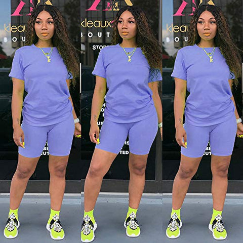 Image of 2 Piece Short Sets for Women - Casual Lightweight Sport Outfits Sportswear Set Activewear