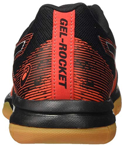 Image of ASICS Men's Gel-Rocket 9 Black/Fiery Red Leather Indoor Court Shoes-11 UK (46.5 EU) (12 US) (1071A030)