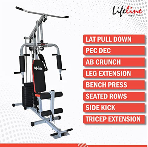 Image of Lifeline Fitness HG-009 Home Gym Combo with LA 100 Push Up Bar, Home Gym with 60Kg Weight Stack