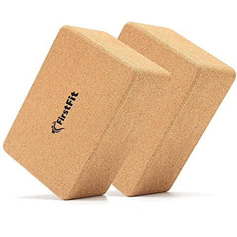 Image of FirstFit Yoga Block | Non-Slip and Supra Grip Natural Cork Yoga Brick | Regular & Handstand Blocks | Wrist Support Wedge | Calf Stretch Wedge | Exercise Accessories for Women & Men