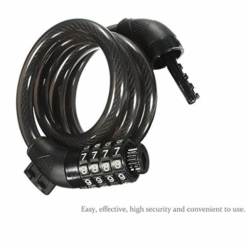 Image of Wintech Combination Lock With Mounting Cycle Holder (Black, Coated Finish)