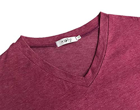 Image of lymanchi V Neck Tunic Tops for Women Short Sleeve Pocket Casual Baggy Tee Shirt 197 Fuchsia S