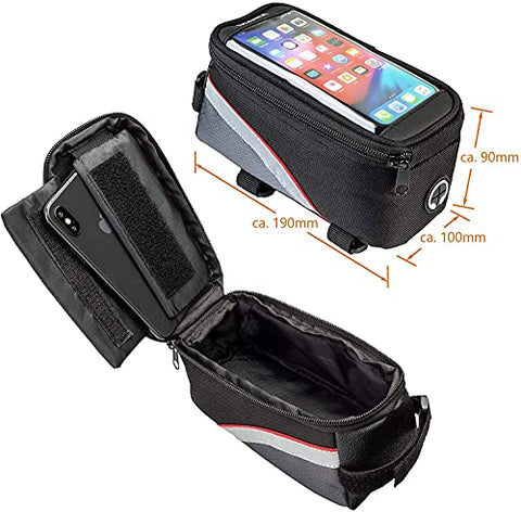 Image of Xianco Polyester Bicycle Front Bag – Waterproof Cycle Mobile Holder Bag with PVC Touch Screen 6 inch Phone