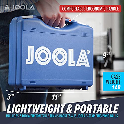 Image of JOOLA Tour Competition Carrying Case - Ping Pong Paddle Set Includes 2 ITTF APPROVED Python Table Tennis Paddles & 18 40mm 3 Star Tournament Ping Pong Balls - High Density Case with EVA Foam Lining