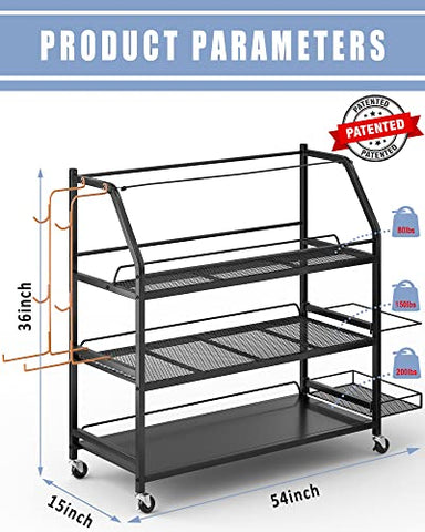 Image of Staransun Home Gym Storage Rack - Weight Rack for Dumbbells - Yoga Mat Storage Rack with Two Extra Side Storage Space - Garage Storage with Caster Wheels - Workout Equipment Organizer - Easy to Assemble