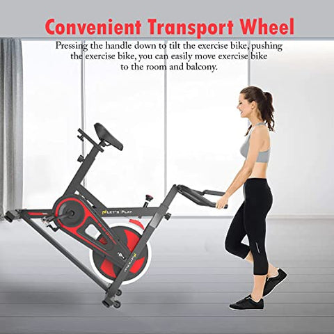 Image of LETSPLAY® Indoor Upright Exercise Bike with Matt Black Frame Handlebar Aluminum Pedals Ergonomic Seat for Home, Workout & Cardio Training