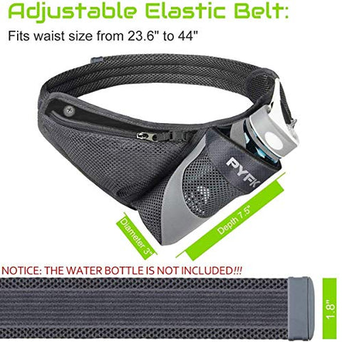 Image of PYFK Running Belt Hydration Waist Pack with Water Bottle Holder for Men Women Waist Pouch Fanny Bag Reflective (Black)