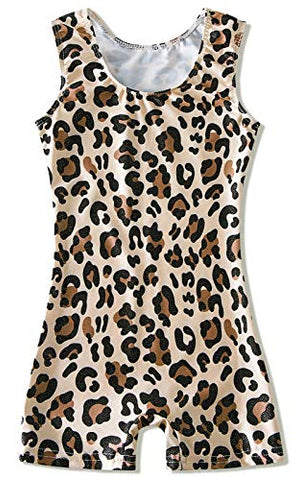 Image of uideazone Toddlers Girls Gymnastics Dance Leotards-One-piece Sparkle Bodysuit Athletic Swimwear Clothes Leopard