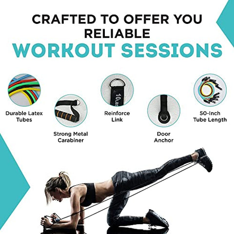 Image of Zustle Essentials Unbreakable 100 % Natural Latex Rubber Resistance Bands for Workout - Men & Women (Set of 12)