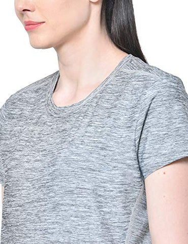 Image of CHKOKKO Round Neck Half Sleeve Yoga Sports Dryfit Active Wear Gym Tshirt for Women Grey XL