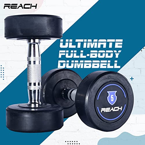 Image of Reach Dumbbell 5Kg Red Round Dumbbell Set - Pair of 2