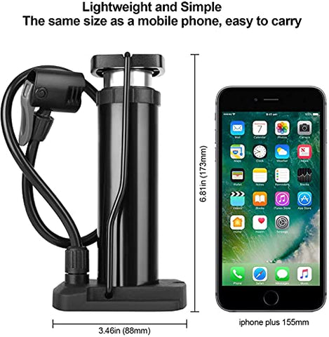 Image of Home Brilliant Mini Bike Pump, Portable Bicycle Tire Pump Fits Presta and Schrader Valve Aluminum Alloy Barrel Gas Needle Bike Floor Pump for Basketballs, Footballs, Racing Bike, Mountain Bike