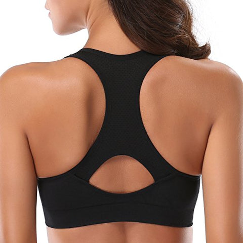 Image of Mirity Women Racerback Sports Bras - High Impact Workout Gym Activewear Bra Color Black Size XL