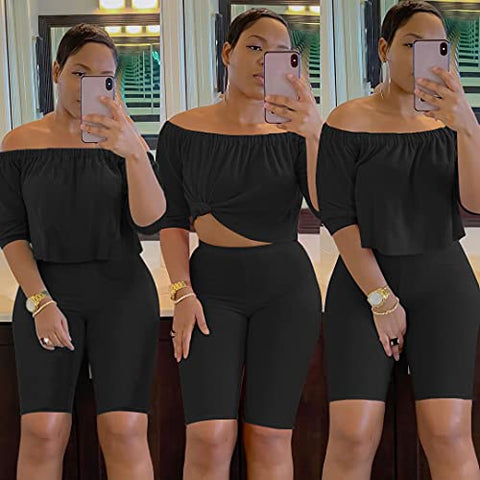 Image of Womens Fashion 2 Piece Outfit Set Bodycon Shirts Shorts Tracksuit Clubwear Jumpsuit Set