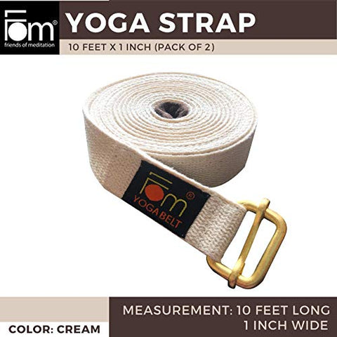 Image of Friends of Meditation Yoga Belt | Yoga Strap for Daily Stretching, Yoga, Pilates, Physical Therapy and Fitness (Color: Cream, Size: 10ft x 1inch, Pack of 2)