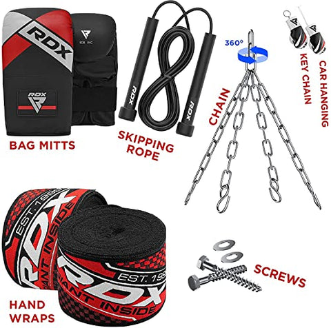 Image of RDX Punching Bag Boxing Training, 15pc Filled 5ft 4ft Heavy Duty set, Wall Bracket Punching Gloves Steel Chain, Maya Hide Leather, Kickboxing MMA Grappling Muay Thai Karate BJJ, Adult Home Gym Fitness