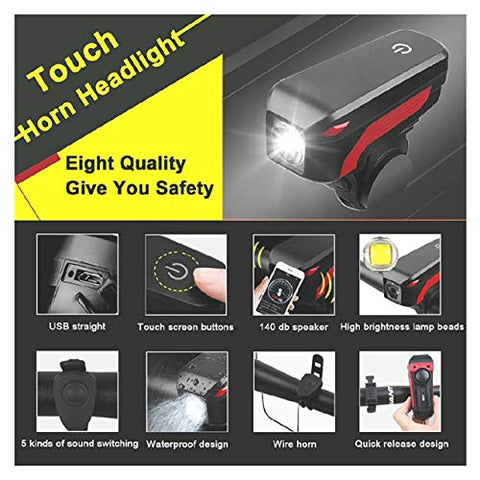 Image of FASTPED 350LM 3 Modes Standard USB Charging 2000mAh Battery Bike Light with 120db Horn Single Item (Multicolor)