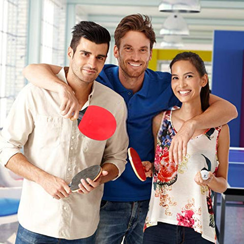 Image of Synrgenic Table Tennis Paddle Set - 4 Professional Ping Pong Rackets, 8 Professional ITTF Game Balls, Foldable Scorecard, and Portable Cover Bag - Ergonomic Wooden Bats for Powerful Speed and Spin