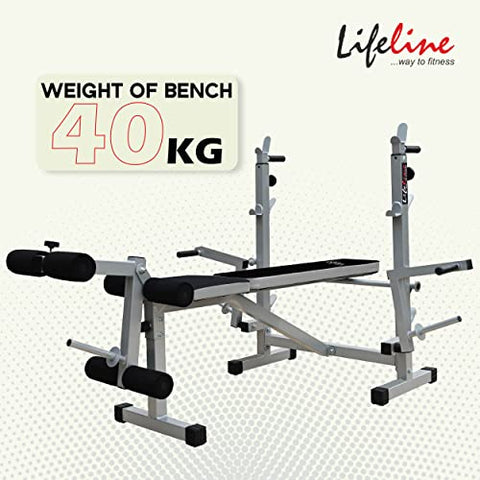 Image of Lifeline HG-005 Multi Home Gym Machine with Preacher Attachment and LB-309 Multi Adjustable (Incline, Flat & Decline) Bench with Leg Curl/Extension and Dumbbell Fly